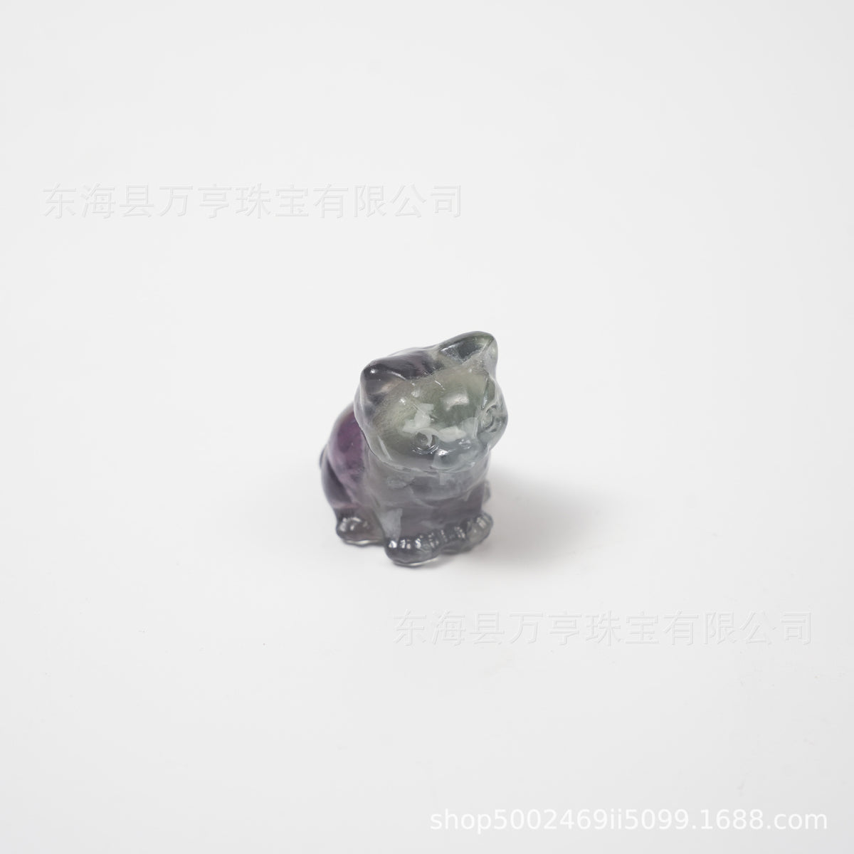 水晶小坐猫天然原石猫咪雕刻件招财猫摆件小猫装饰Crystal Kitten