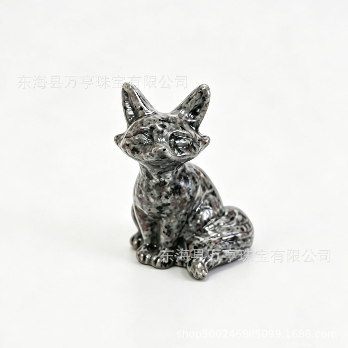 6cm狐狸天然水晶原石半宝石动物雕刻件书房卧室家居装饰摆件批发