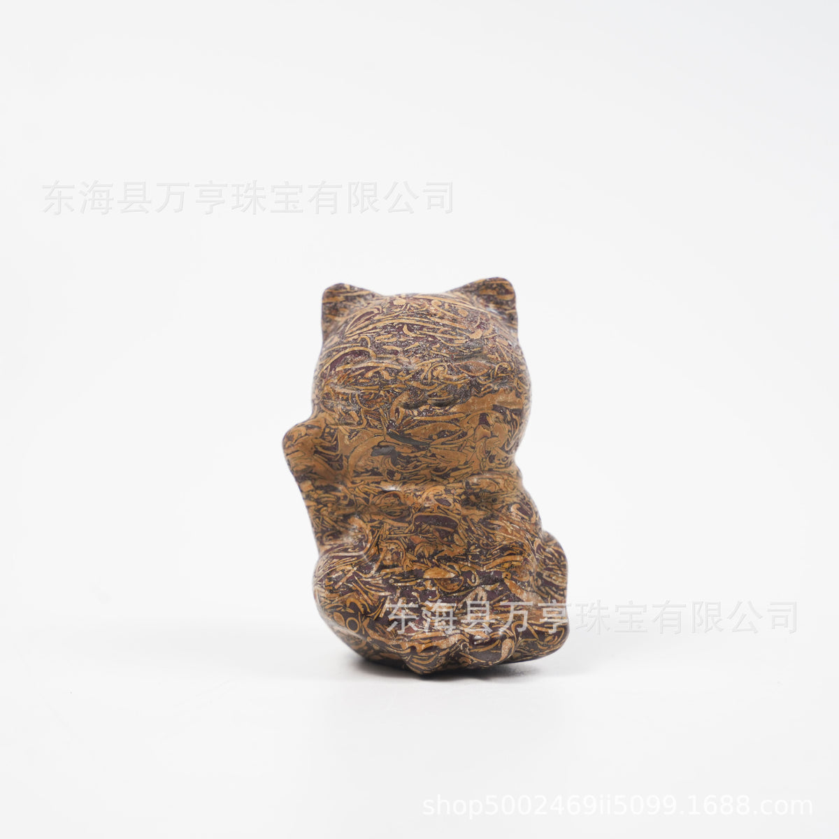 5.5cm卡通招财猫天然水晶雕刻件摆手猫跨境创意摆件办公家居批发