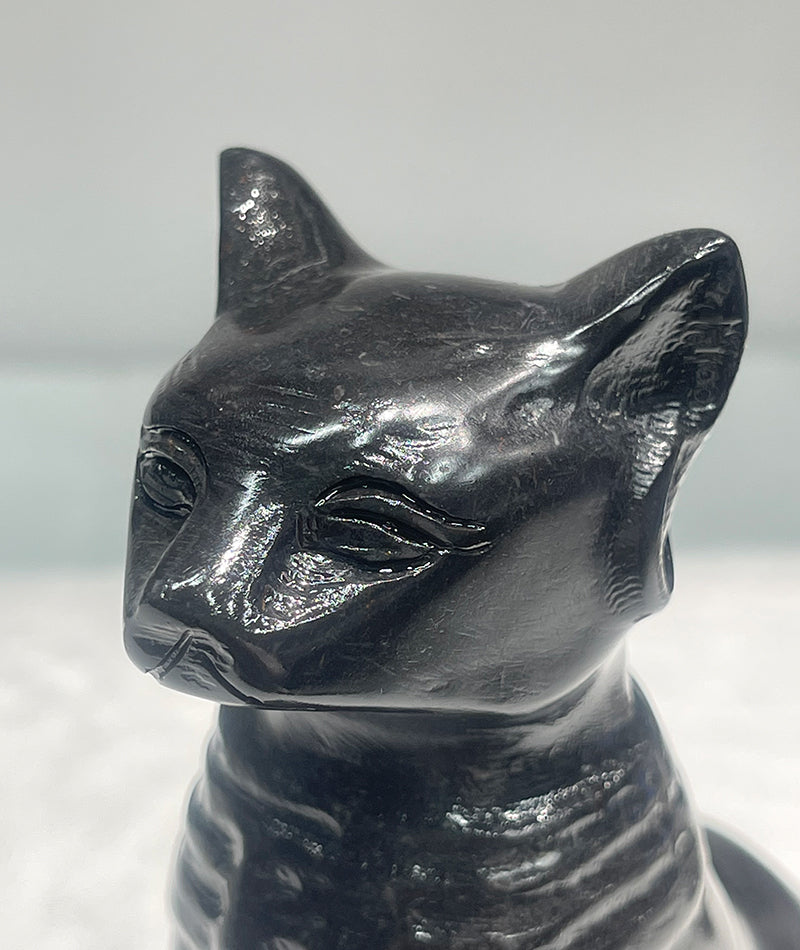 Black stone big cat carving Egyptian cat
