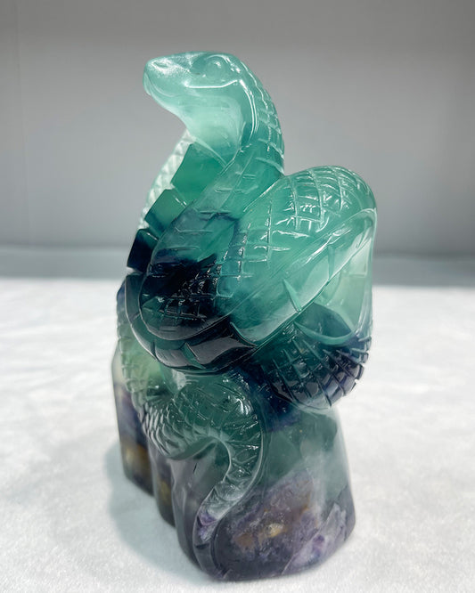 Fluorite hand carving snake vivid ones