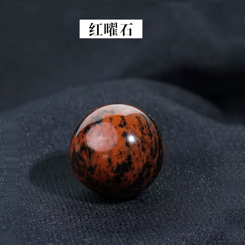 天然水晶黄白粉水晶球无孔圆珠diy饰品配件散珠风水球家居摆件2cm