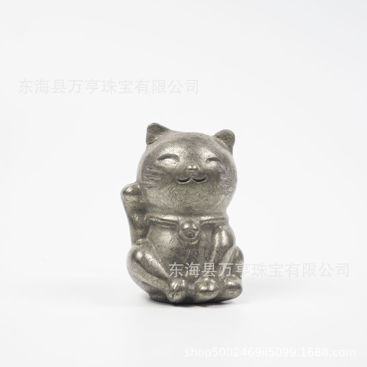 5.5cm卡通招财猫天然水晶雕刻件摆手猫跨境创意摆件办公家居批发