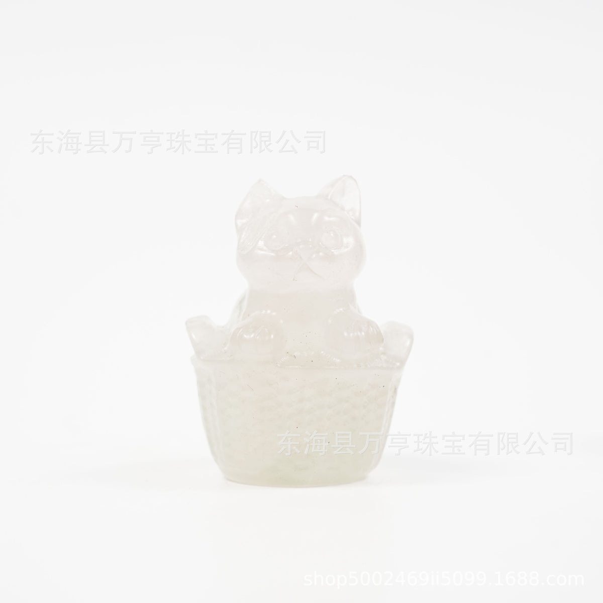 竹楼猫天然水晶猫咪半宝石小猫雕刻件水晶创意收藏跨境源头批发