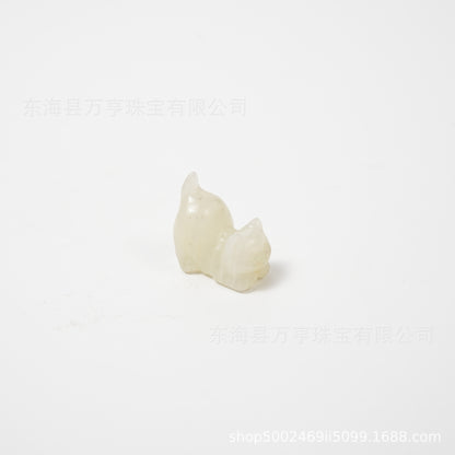 Crystal Kitten水晶翘尾猫天然原石猫咪雕刻件招财猫摆件小猫装饰