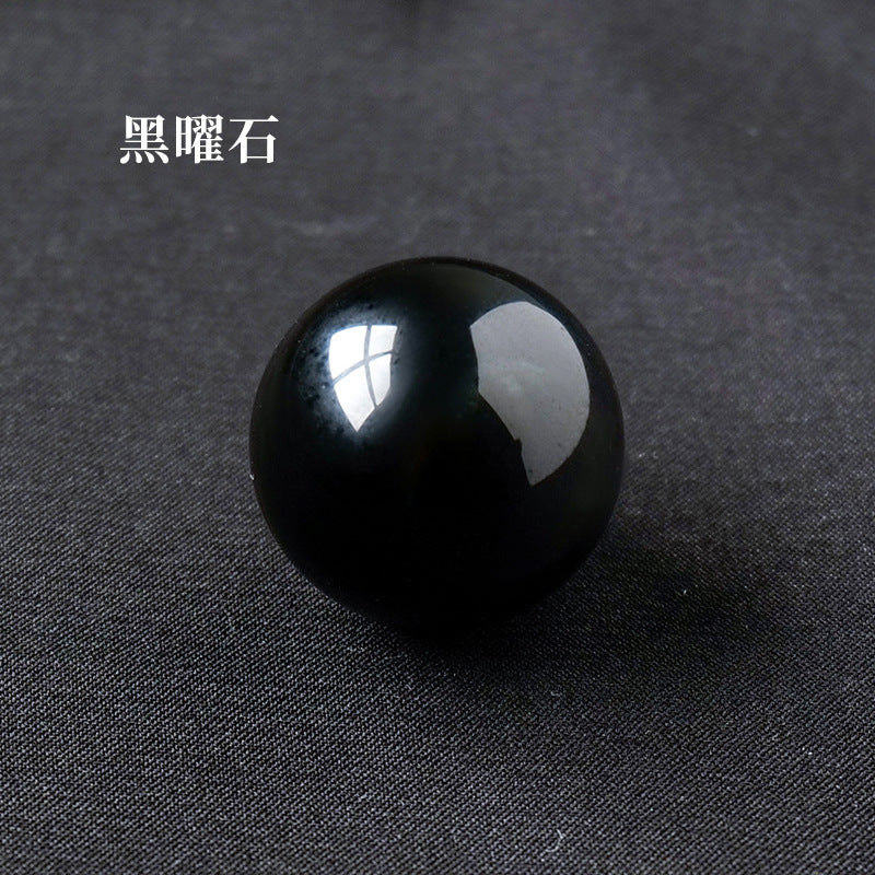 天然水晶黄白粉水晶球无孔圆珠diy饰品配件散珠风水球家居摆件2cm