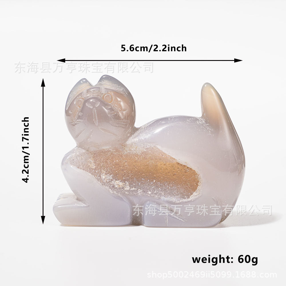 天然水晶晶洞玛瑙动物雕刻件动物造型摆件打磨水晶工艺品跨境批发