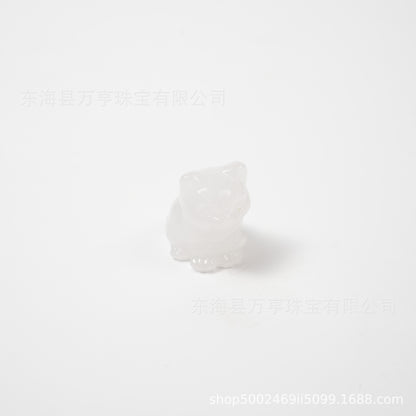 水晶小坐猫天然原石猫咪雕刻件招财猫摆件小猫装饰Crystal Kitten