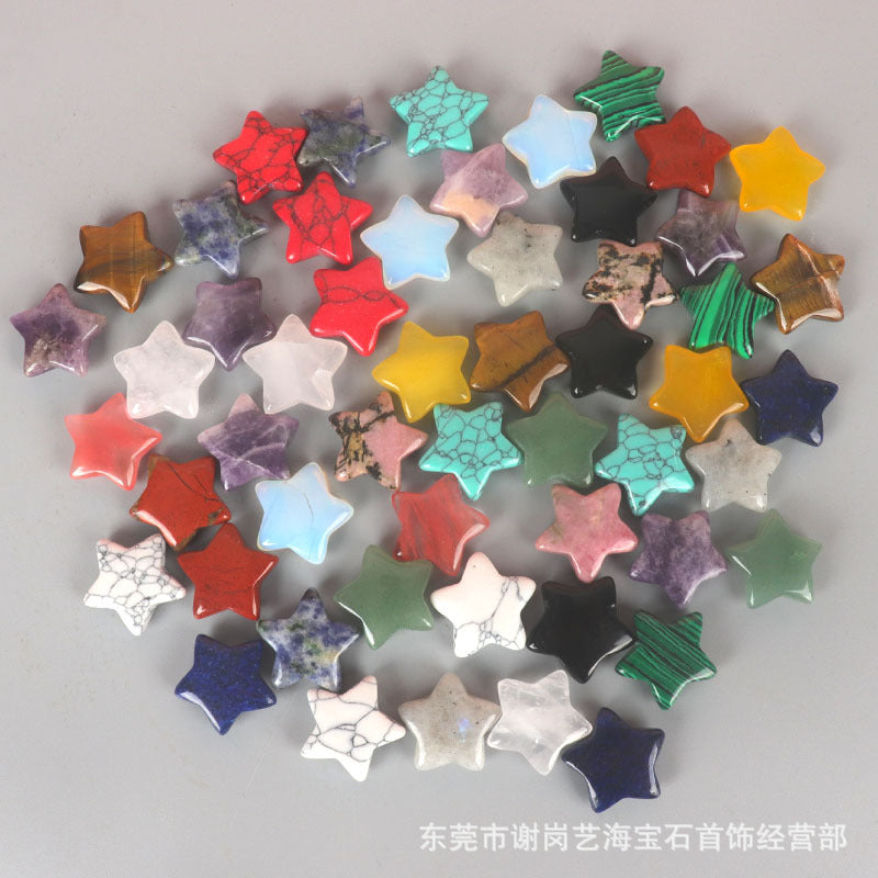 厂家直销天然玉石水晶五角星饰品配件星星可打孔