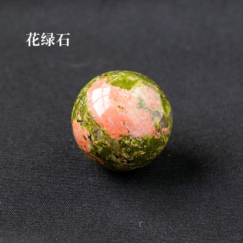 天然水晶黄白粉水晶球无孔圆珠diy饰品配件散珠风水球家居摆件2cm