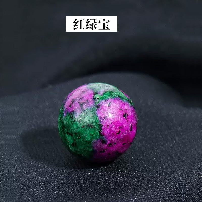 天然水晶黄白粉水晶球无孔圆珠diy饰品配件散珠风水球家居摆件2cm