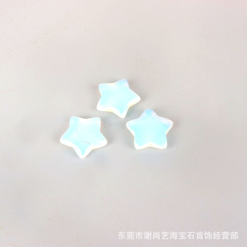 厂家直销天然玉石水晶五角星饰品配件星星可打孔