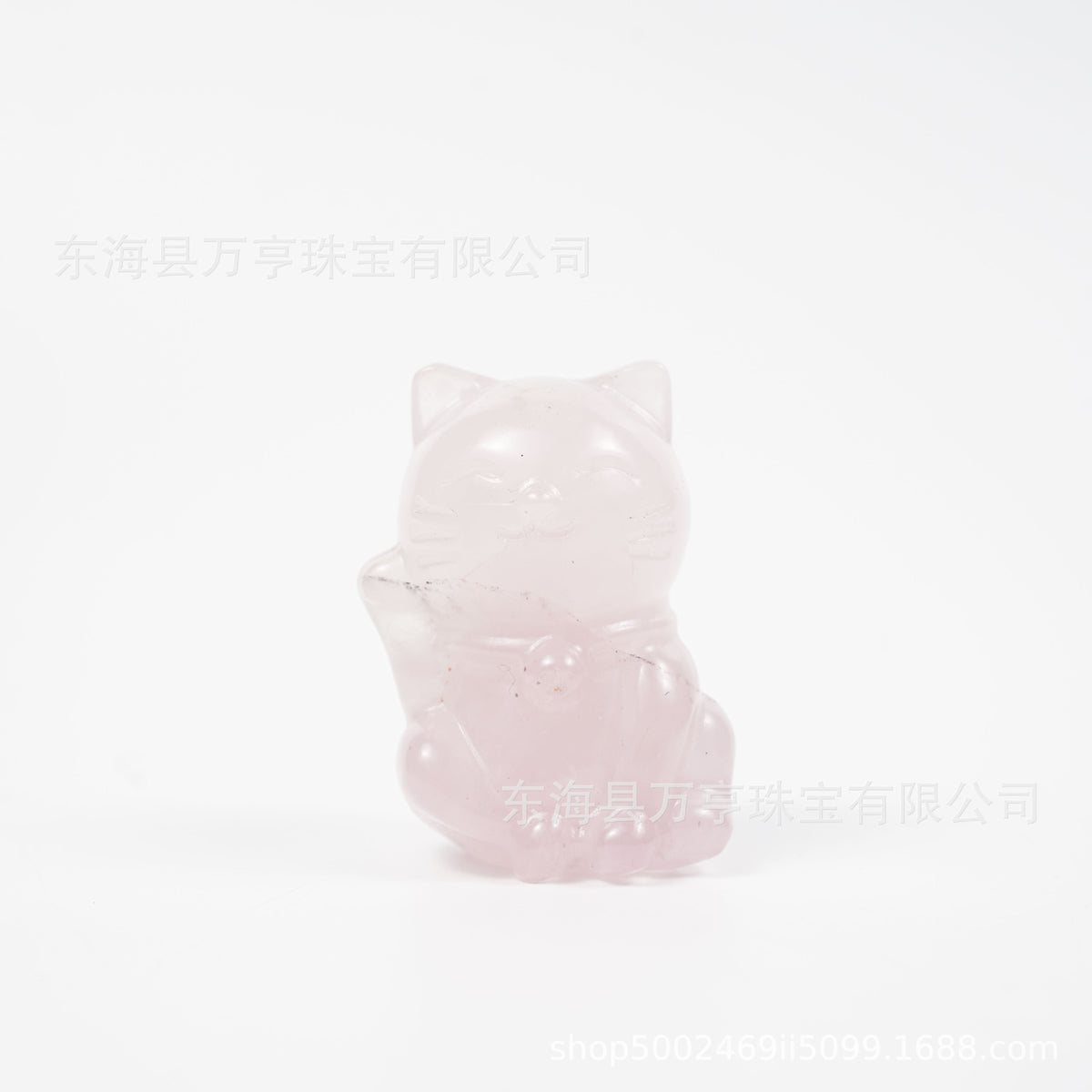 5.5cm卡通招财猫天然水晶雕刻件摆手猫跨境创意摆件办公家居批发