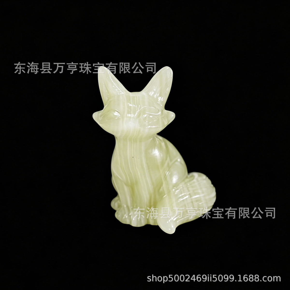 6cm狐狸天然水晶原石半宝石动物雕刻件书房卧室家居装饰摆件批发