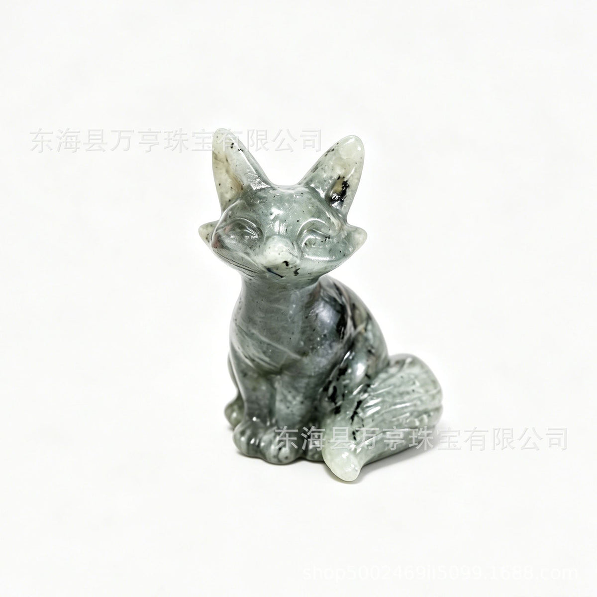 6cm狐狸天然水晶原石半宝石动物雕刻件书房卧室家居装饰摆件批发