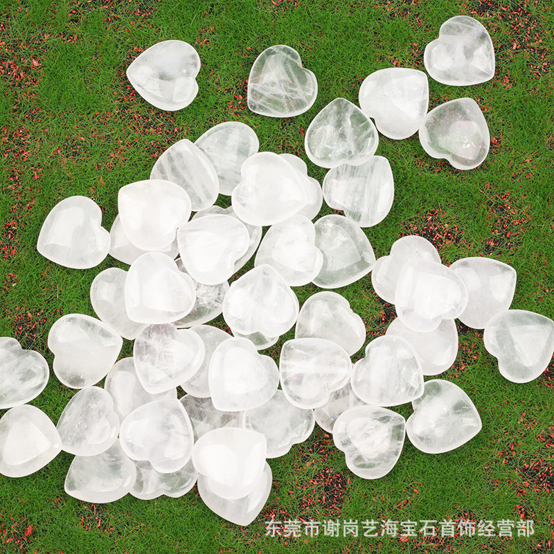 跨境爆款天然水晶 20mm心形爱心天然石摆件宝石批发水晶奇石饰品