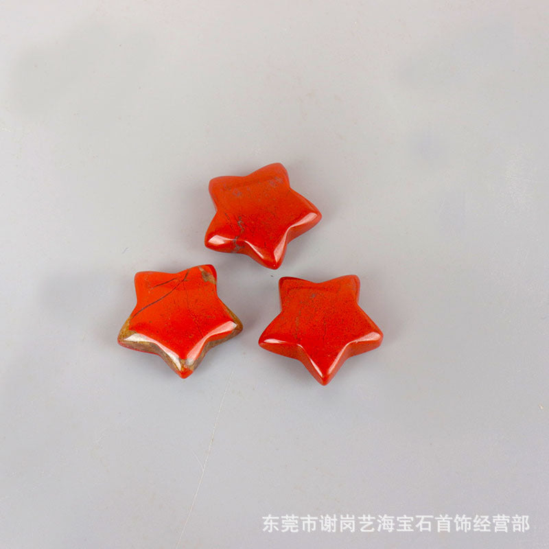 厂家直销天然玉石水晶五角星饰品配件星星可打孔