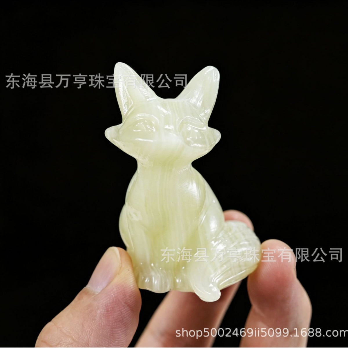 6cm狐狸天然水晶原石半宝石动物雕刻件书房卧室家居装饰摆件批发