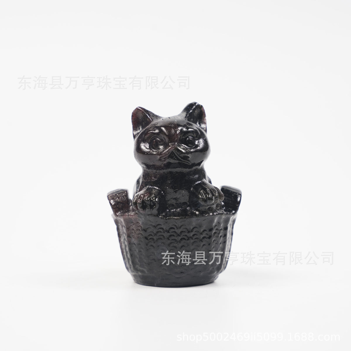 竹楼猫天然水晶猫咪半宝石小猫雕刻件水晶创意收藏跨境源头批发