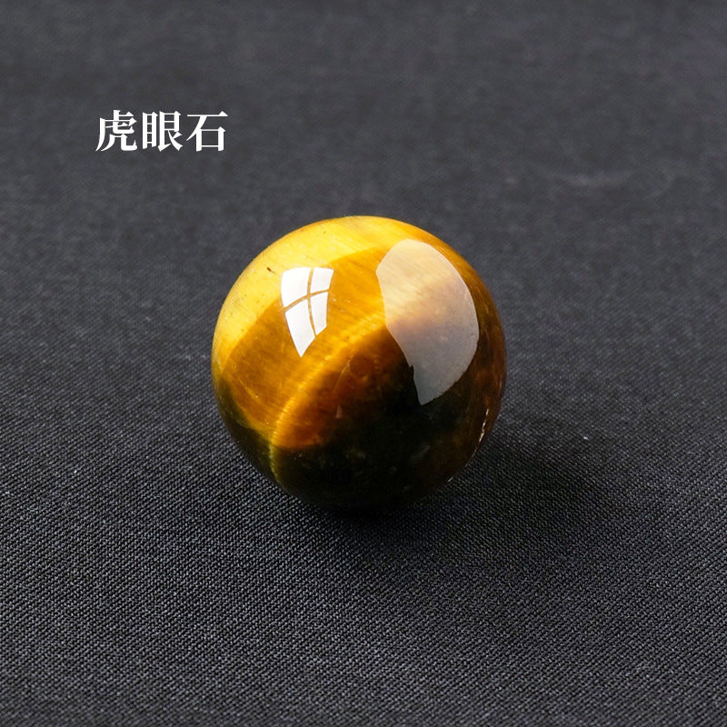 天然水晶黄白粉水晶球无孔圆珠diy饰品配件散珠风水球家居摆件2cm