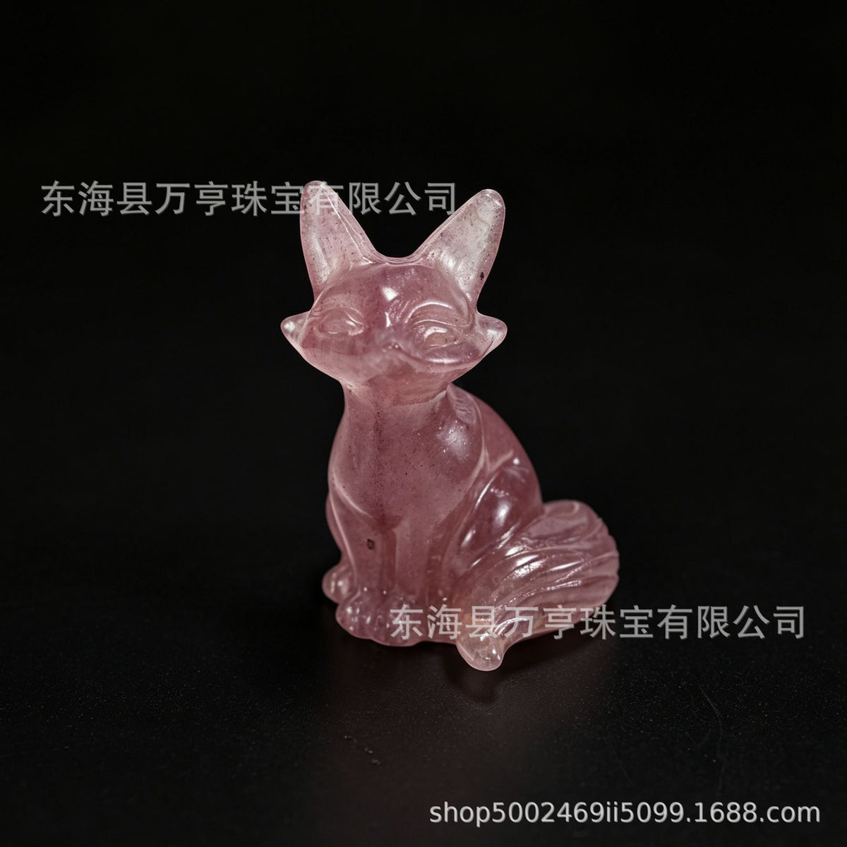 6cm狐狸天然水晶原石半宝石动物雕刻件书房卧室家居装饰摆件批发