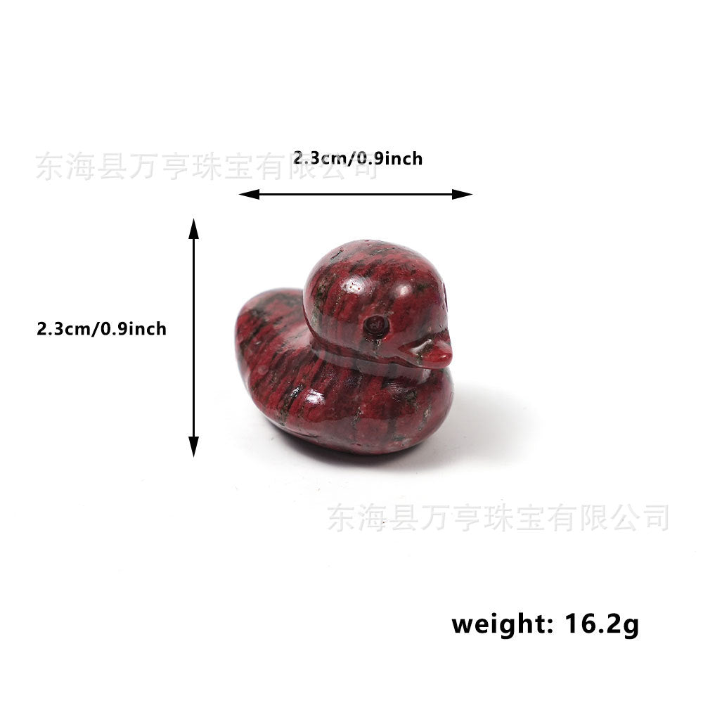 25mm水晶鸭子雕刻件天然水晶原石半宝石动物矿标批发Crystal Duck