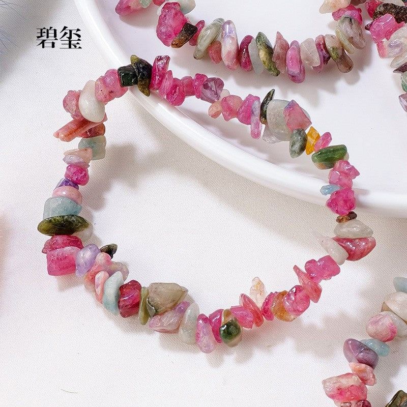 亚马逊热销水晶碎石手串手镯欧美跨境七彩碎石不规则手链饰品批发