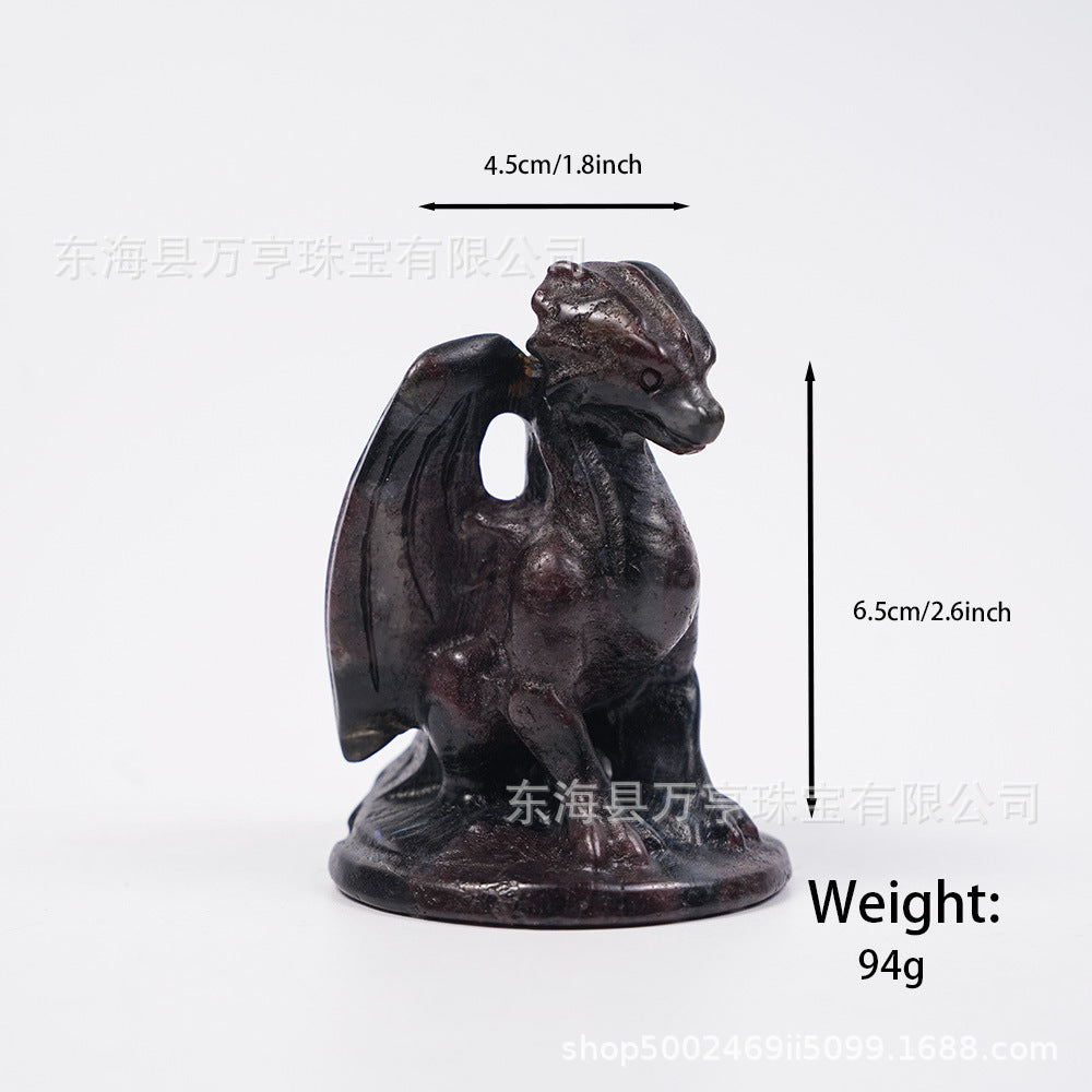 跨境西方龙雕刻件天然水晶摆件十二生肖龙工艺品办公家具摆件批发