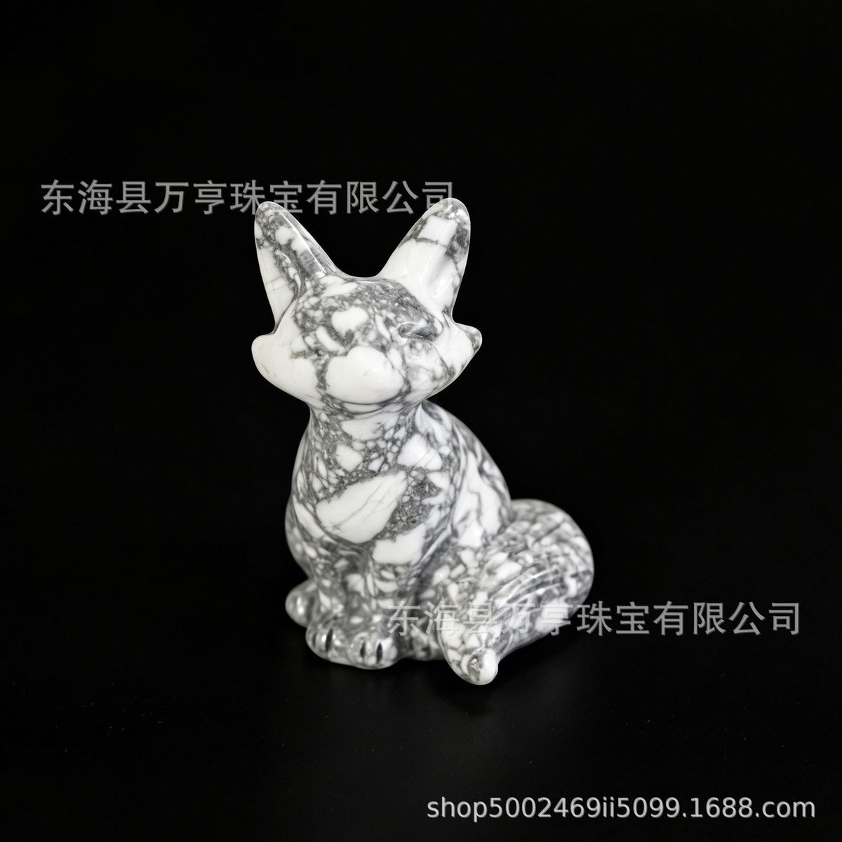 6cm狐狸天然水晶原石半宝石动物雕刻件书房卧室家居装饰摆件批发