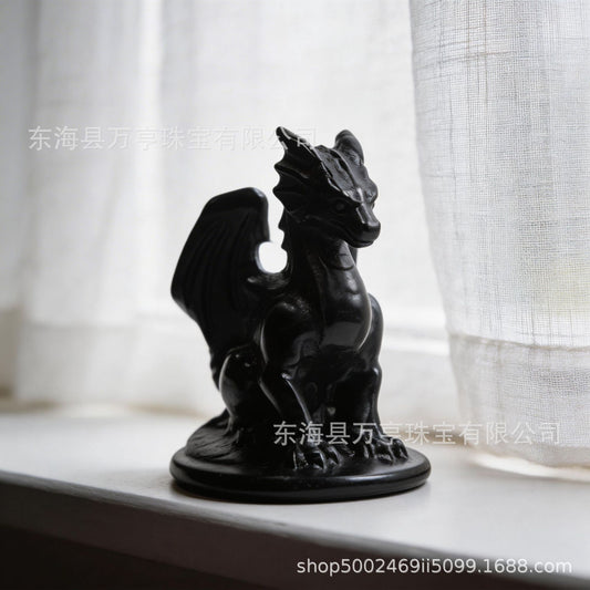 跨境西方龙雕刻件天然水晶摆件十二生肖龙工艺品办公家具摆件批发