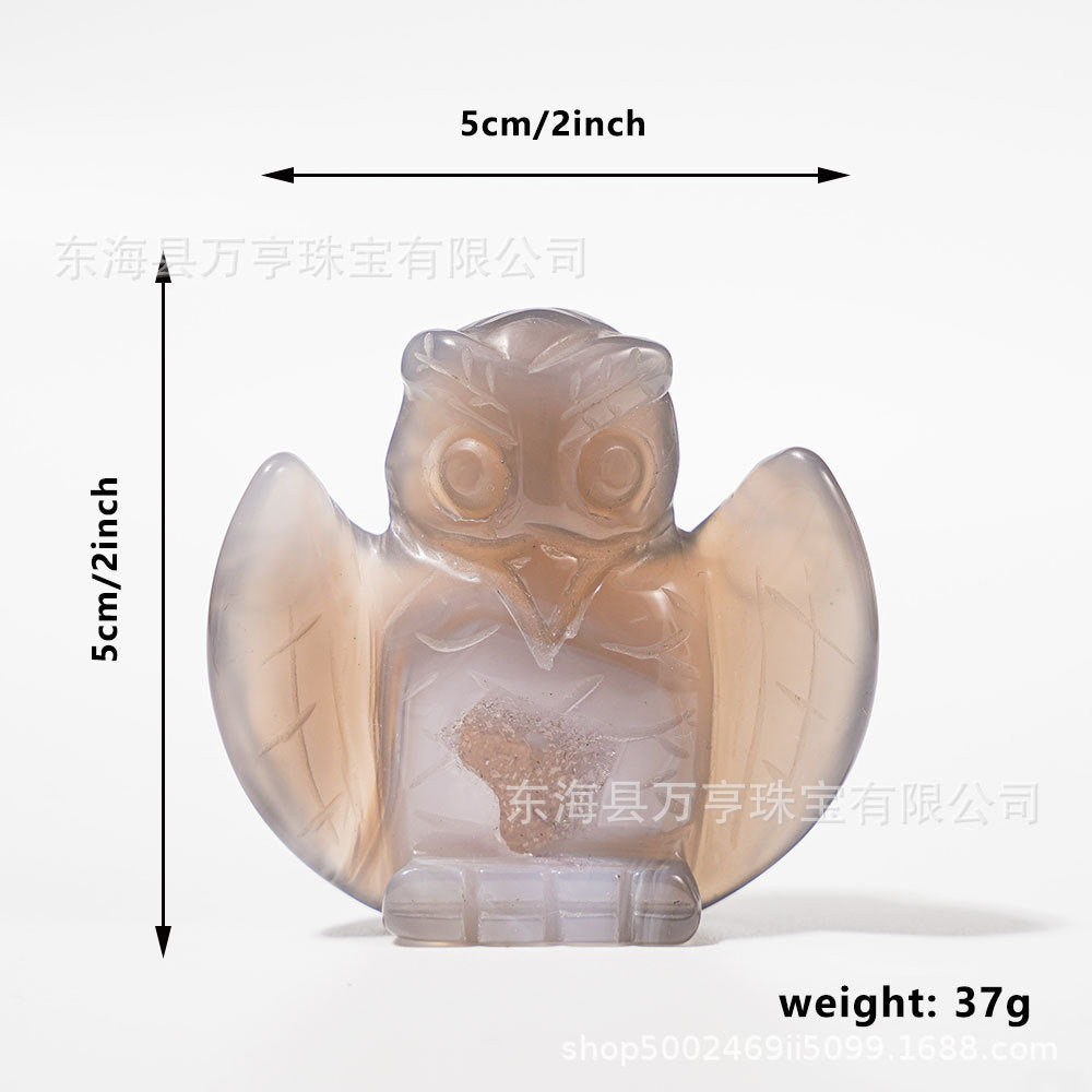 天然水晶晶洞玛瑙动物雕刻件动物造型摆件打磨水晶工艺品跨境批发