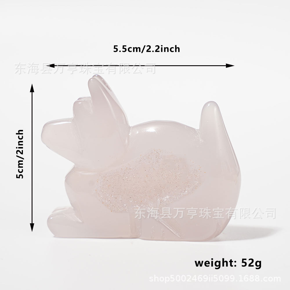 天然水晶晶洞玛瑙动物雕刻件动物造型摆件打磨水晶工艺品跨境批发