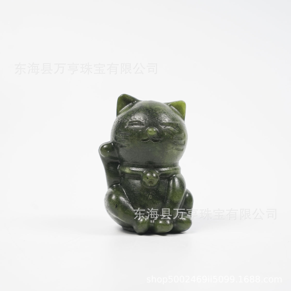 5.5cm卡通招财猫天然水晶雕刻件摆手猫跨境创意摆件办公家居批发