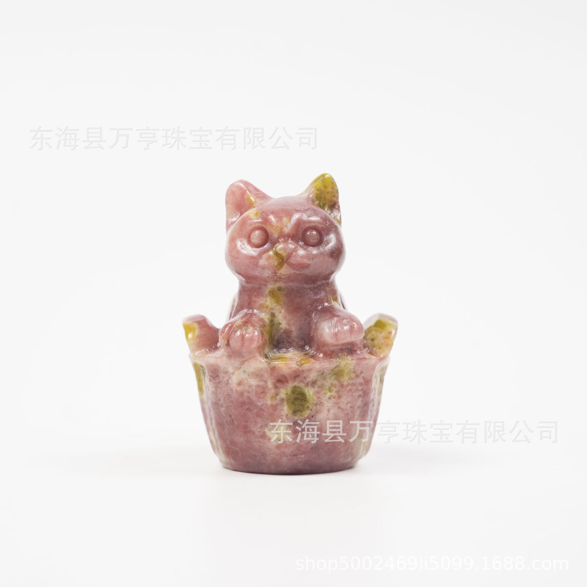 竹楼猫天然水晶猫咪半宝石小猫雕刻件水晶创意收藏跨境源头批发