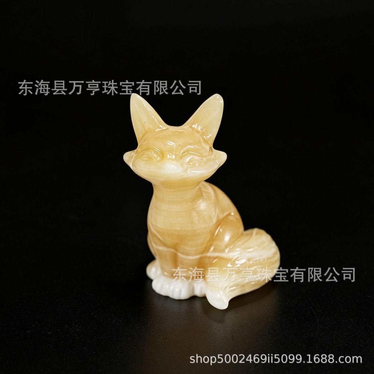 6cm狐狸天然水晶原石半宝石动物雕刻件书房卧室家居装饰摆件批发