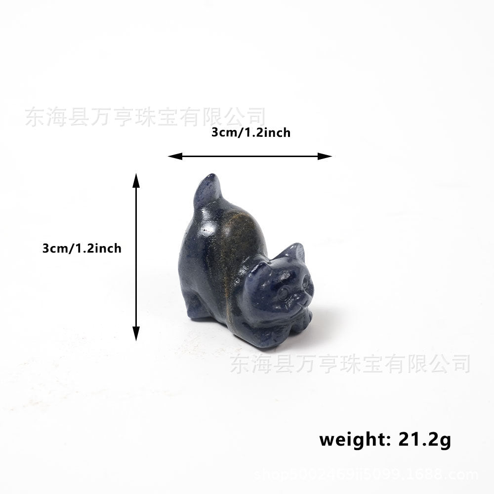 Crystal Kitten水晶翘尾猫天然原石猫咪雕刻件招财猫摆件小猫装饰