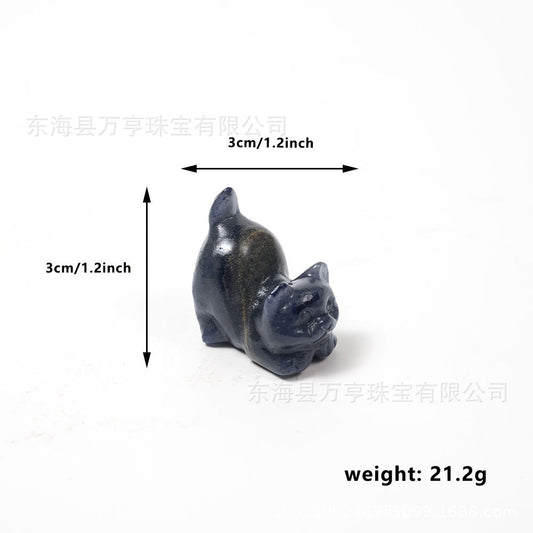 Crystal Kitten水晶翘尾猫天然原石猫咪雕刻件招财猫摆件小猫装饰