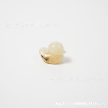 25mm水晶鸭子雕刻件天然水晶原石半宝石动物矿标批发Crystal Duck