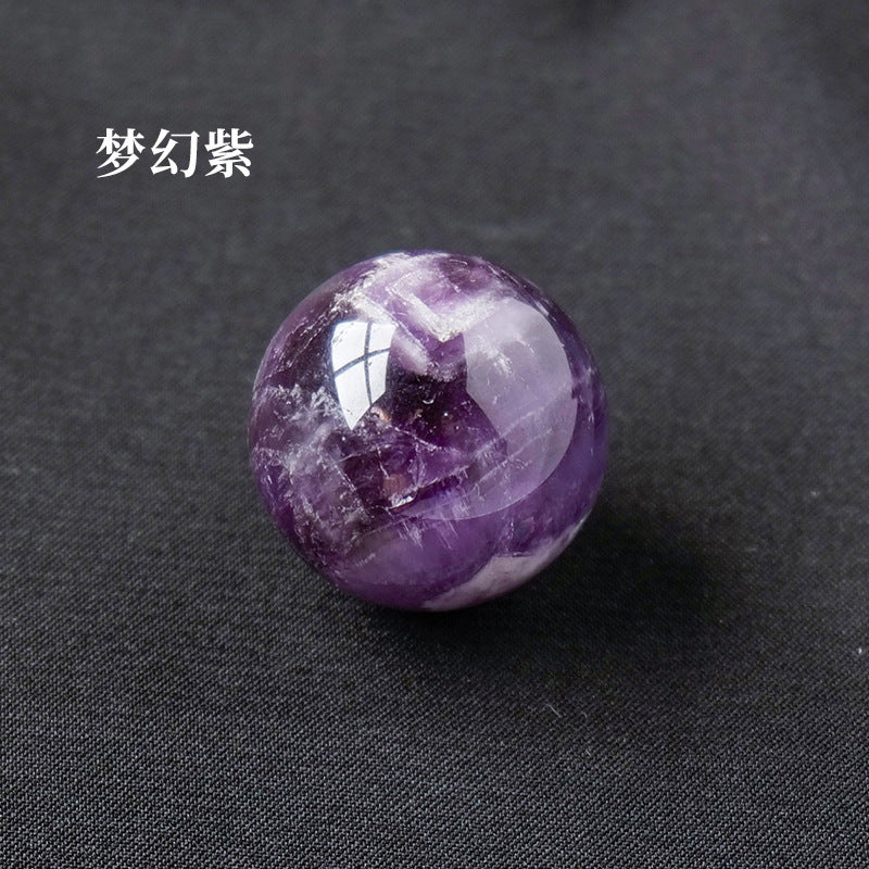 天然水晶黄白粉水晶球无孔圆珠diy饰品配件散珠风水球家居摆件2cm