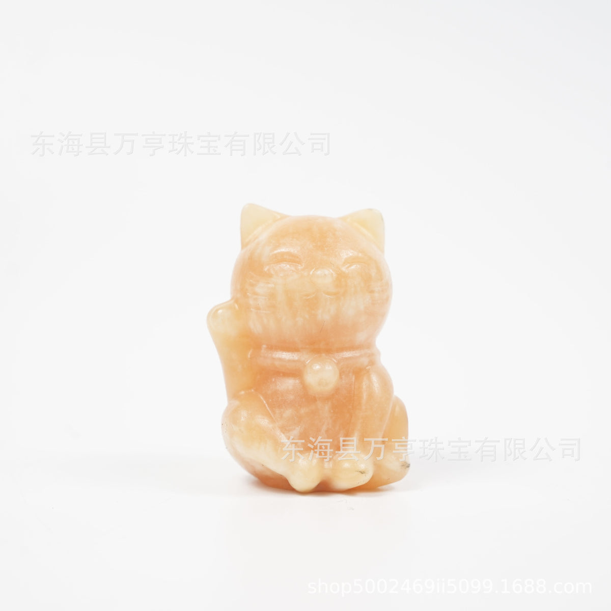 5.5cm卡通招财猫天然水晶雕刻件摆手猫跨境创意摆件办公家居批发