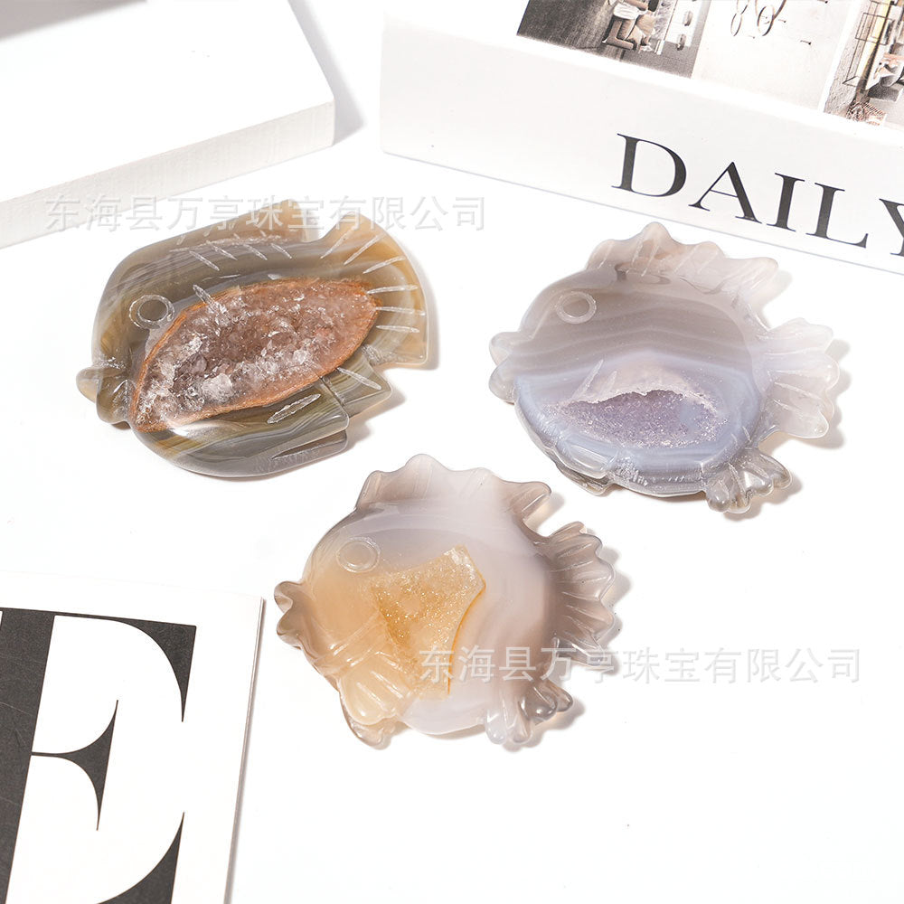 天然水晶晶洞玛瑙动物雕刻件动物造型摆件打磨水晶工艺品跨境批发
