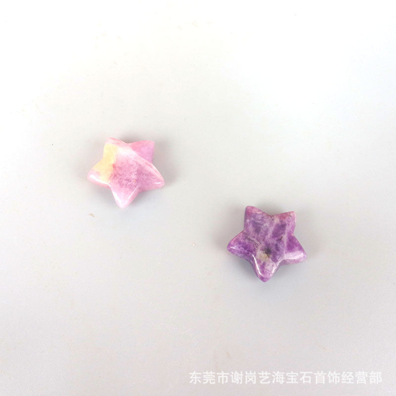 厂家直销天然玉石水晶五角星饰品配件星星可打孔