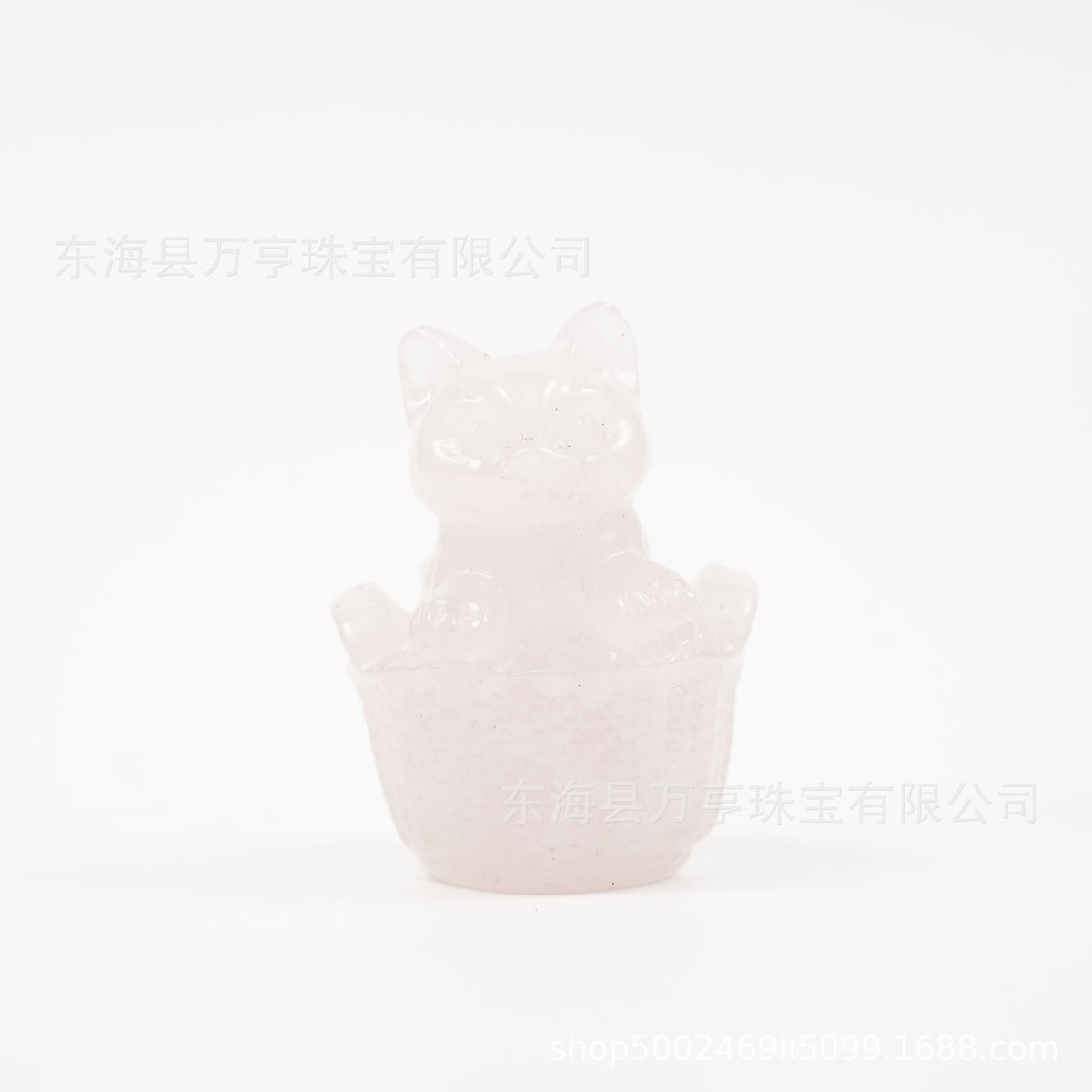 竹楼猫天然水晶猫咪半宝石小猫雕刻件水晶创意收藏跨境源头批发
