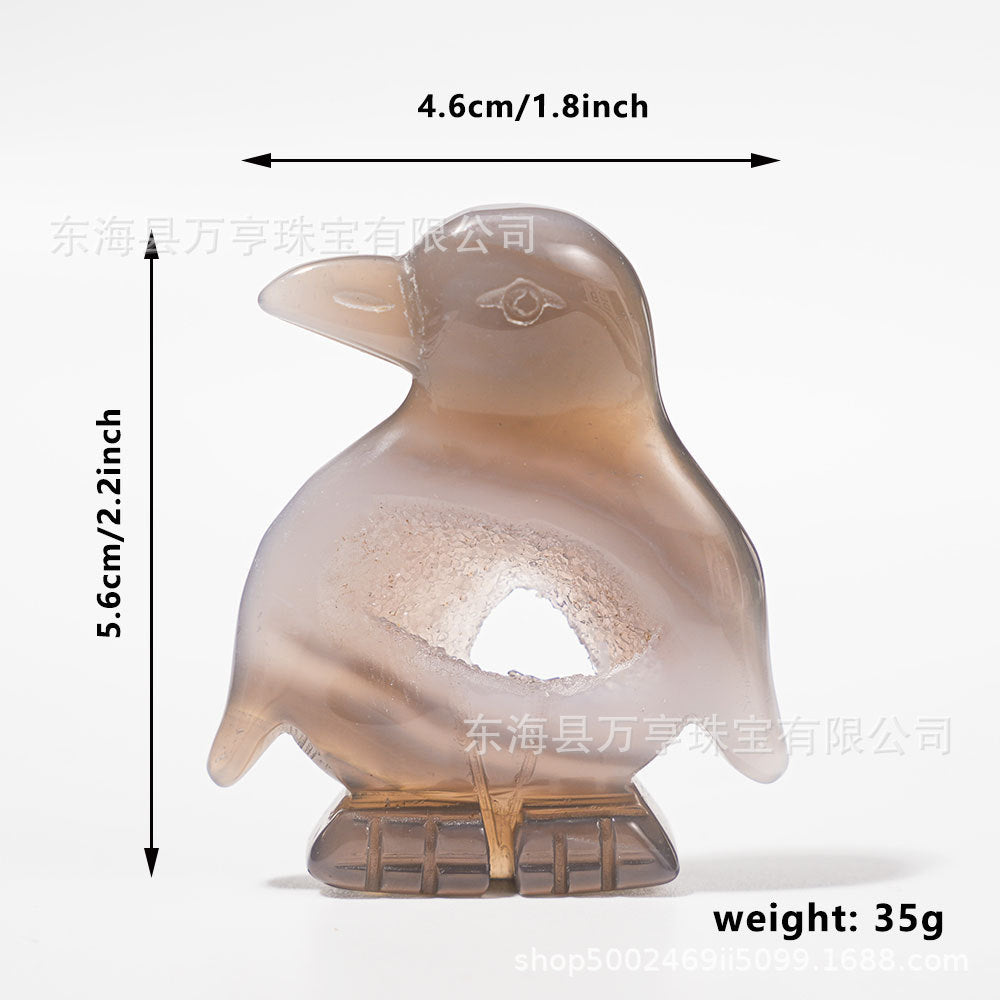 天然水晶晶洞玛瑙动物雕刻件动物造型摆件打磨水晶工艺品跨境批发