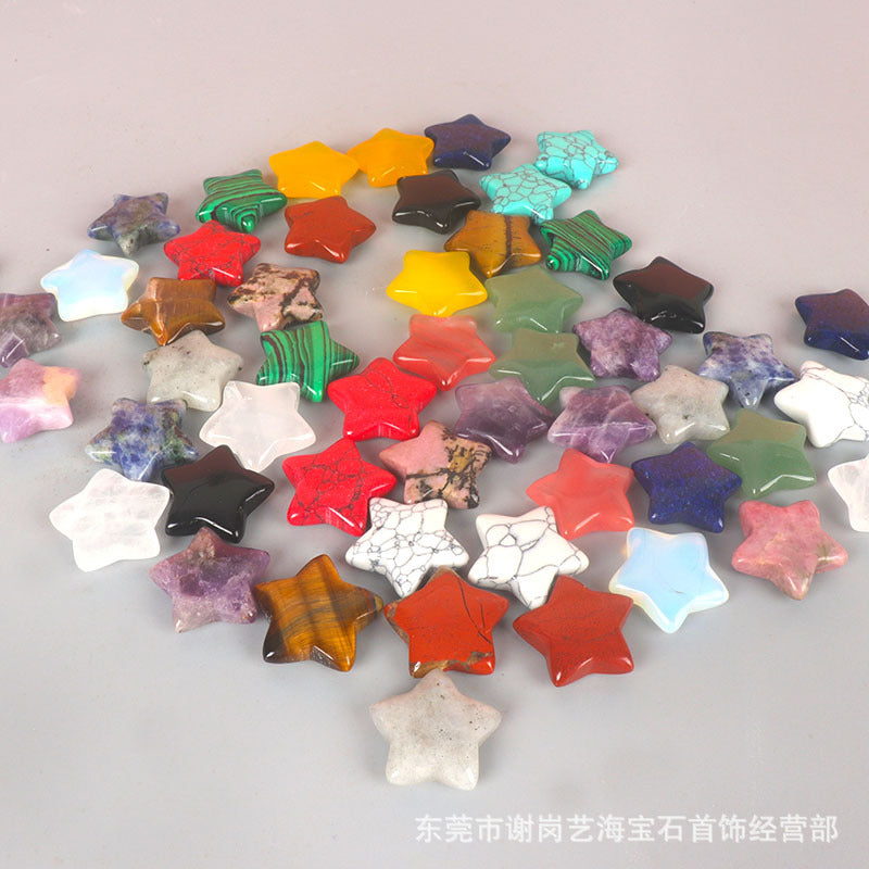 厂家直销天然玉石水晶五角星饰品配件星星可打孔