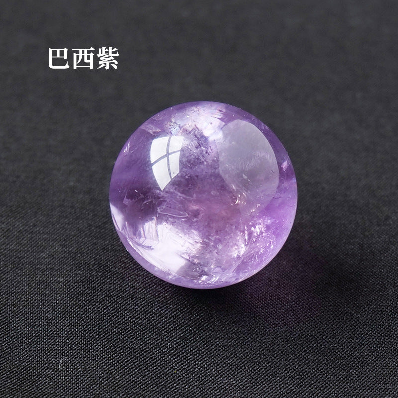 天然水晶黄白粉水晶球无孔圆珠diy饰品配件散珠风水球家居摆件2cm