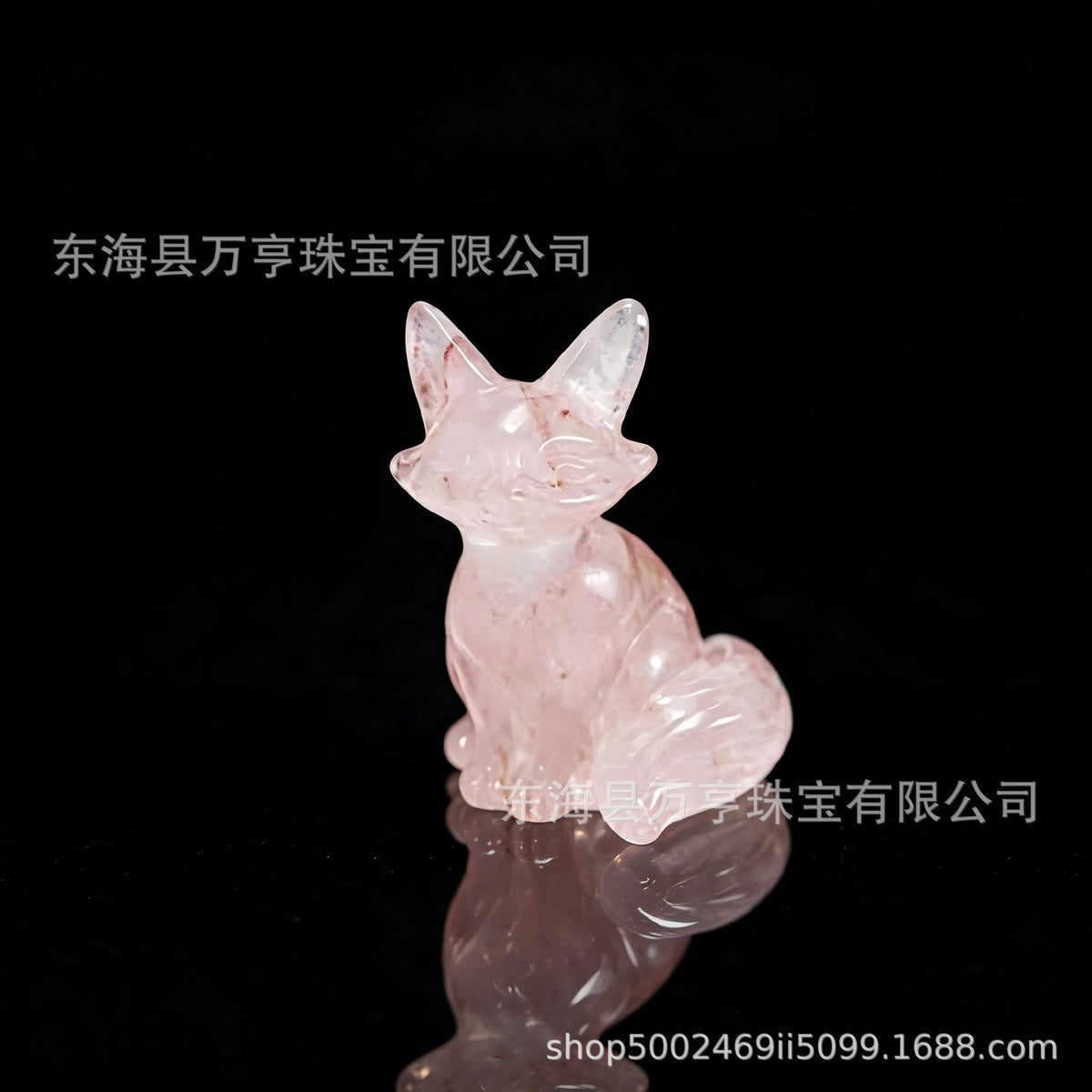 6cm狐狸天然水晶原石半宝石动物雕刻件书房卧室家居装饰摆件批发