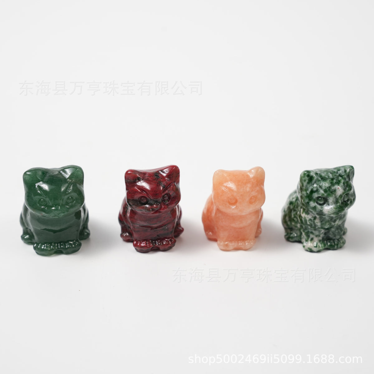 水晶小坐猫天然原石猫咪雕刻件招财猫摆件小猫装饰Crystal Kitten