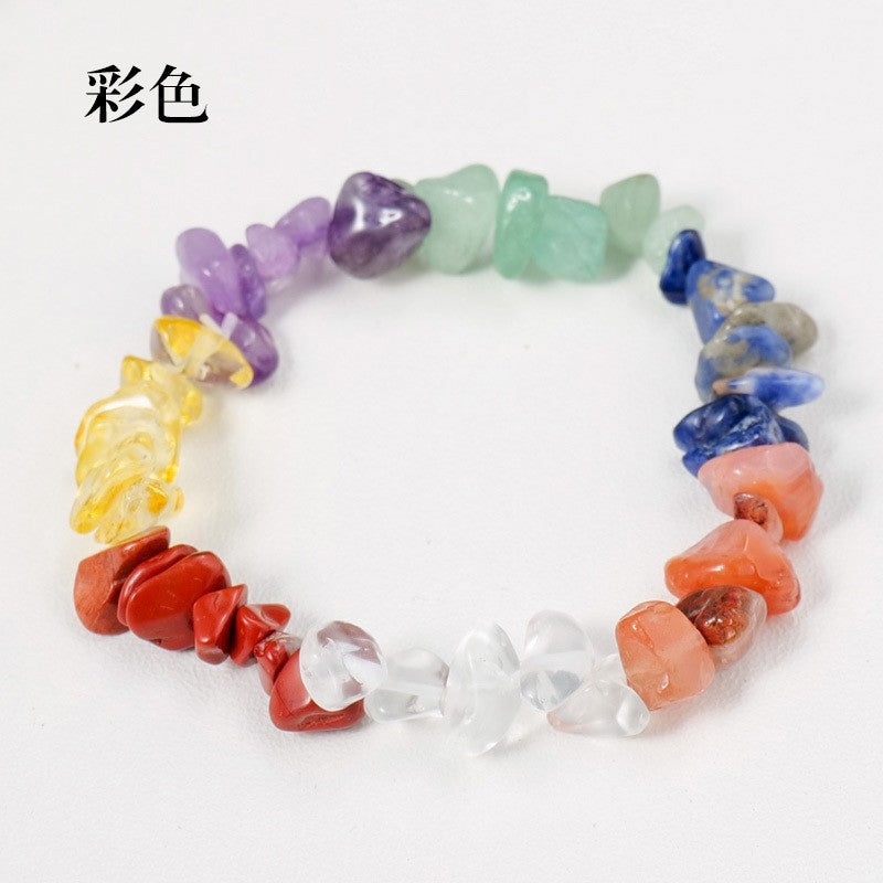 亚马逊热销水晶碎石手串手镯欧美跨境七彩碎石不规则手链饰品批发