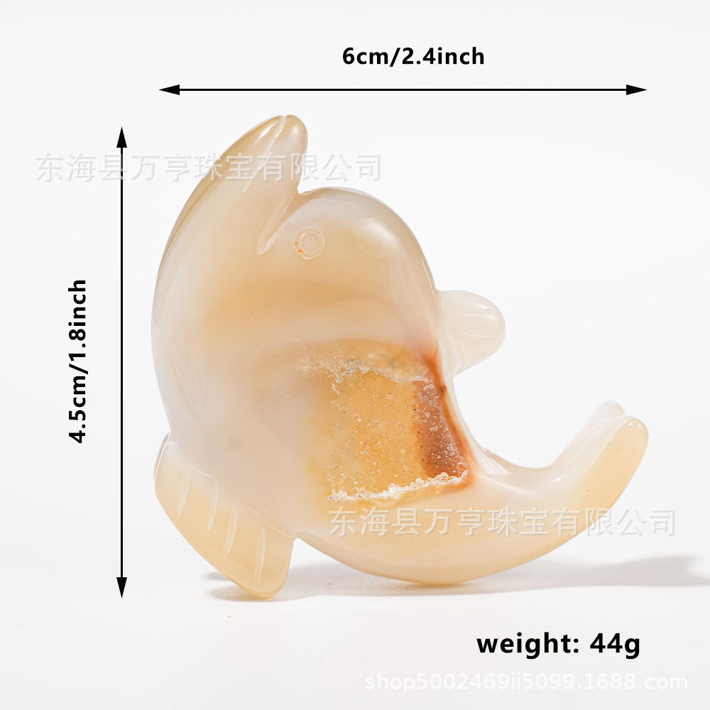 天然水晶晶洞玛瑙动物雕刻件动物造型摆件打磨水晶工艺品跨境批发